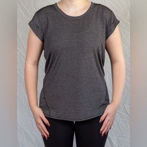 Lululemon Dark Grey Charcoal Short Sleeve Shirt Pleated Sleeve Size 6